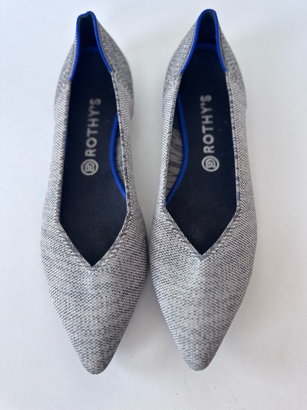 Rothy's The Point Heather Gray Taupe Flats Pointed Toe Shoes Slip On Knit 11.5